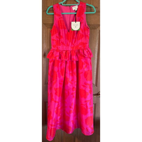 Kate Spade Size 6 Coral & Pink Long Dress with Pockets & Zippered Back - Picture 1 of 11